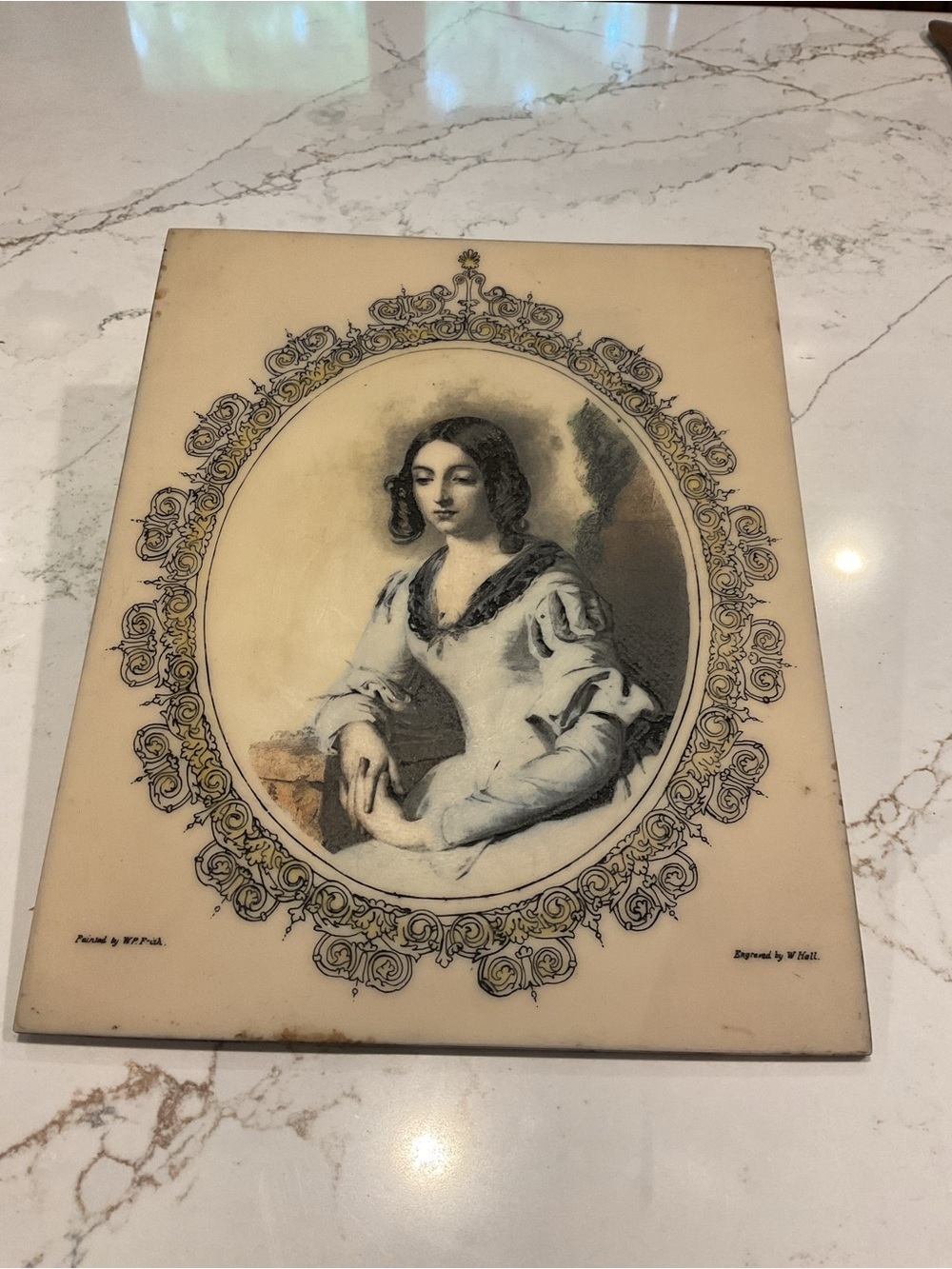 Antique Victorian engraved portrait “Love’s Summer Cloud “ WP Frick England